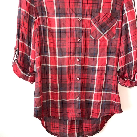 Francesca’s Miami NWT Red & Black Plaid Button Down Tunic Top Small Women’s - Picture 6 of 12